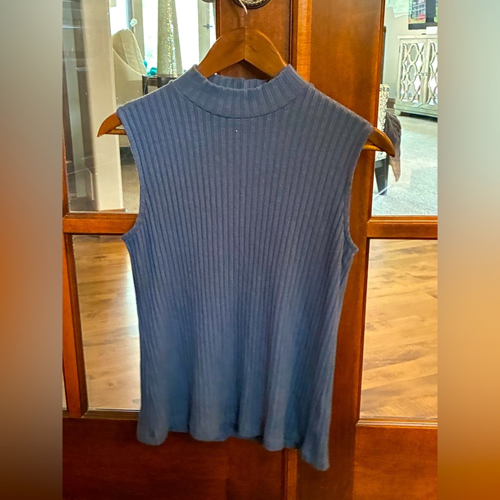 Liverpool blue long sleeve turtleneck sweater.